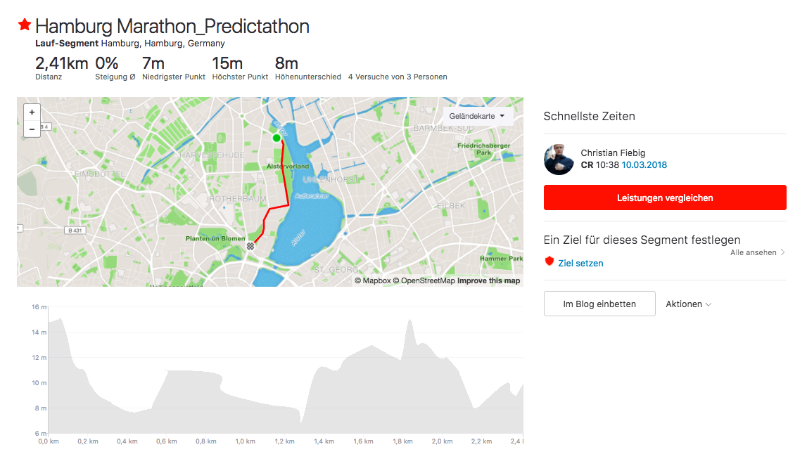 Lauf-Segment Haspa Marathon Hamburg Predictathon